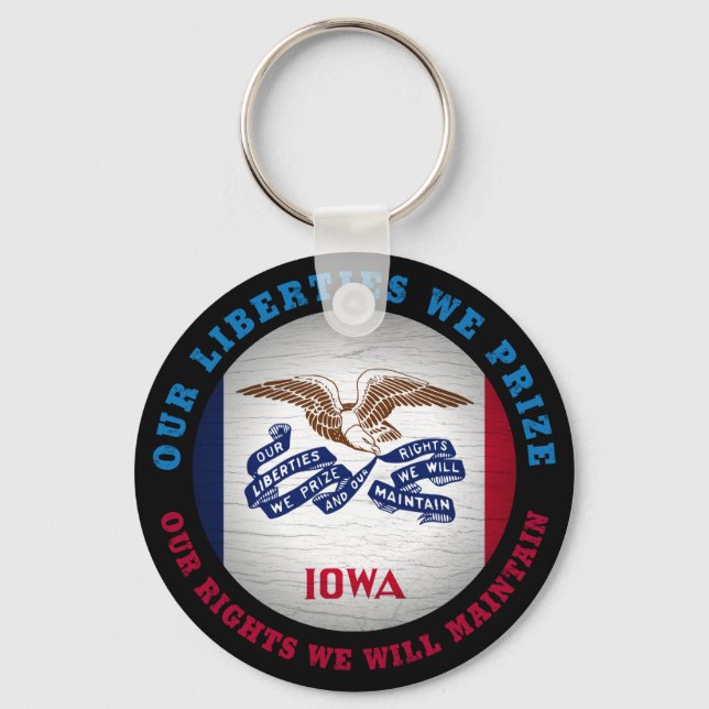 IOWA HAWKEYE STATE FLAG KEYCHAIN (Front)