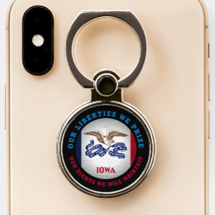 IOWA HAWKEYE STATE FLAG PHONE RING STAND