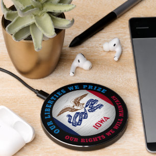 IOWA HAWKEYE STATE FLAG WIRELESS CHARGER