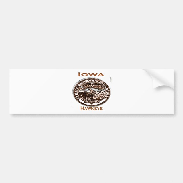 Iowa Hawkeye State Seal Bumper Sticker (Front)