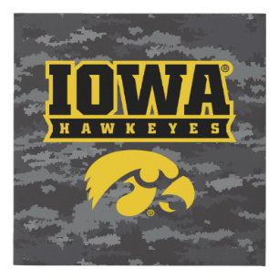 Iowa Hawkeyes Camouflage Faux Canvas Print