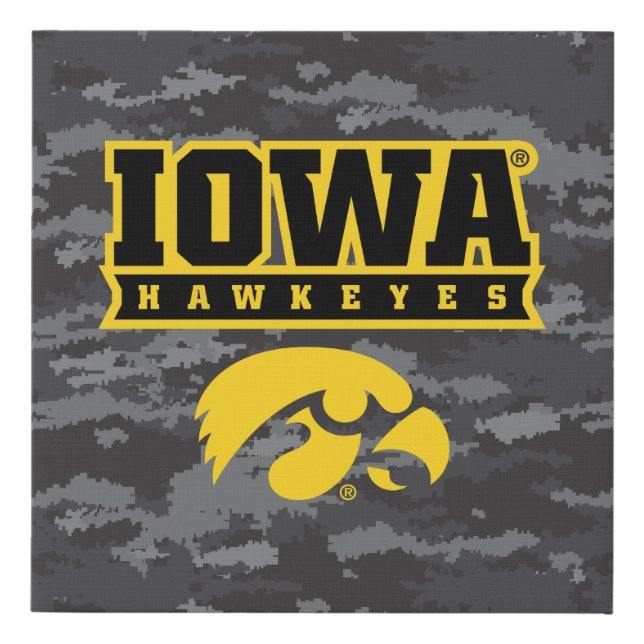 Iowa Hawkeyes | Camouflage Faux Canvas Print (Front)