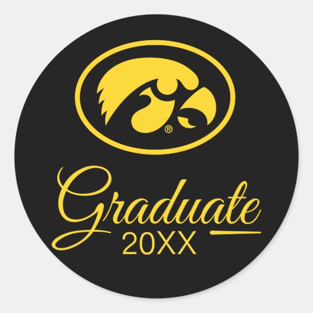 Iowa Hawkeyes Graduation Classic Round Sticker (Front)