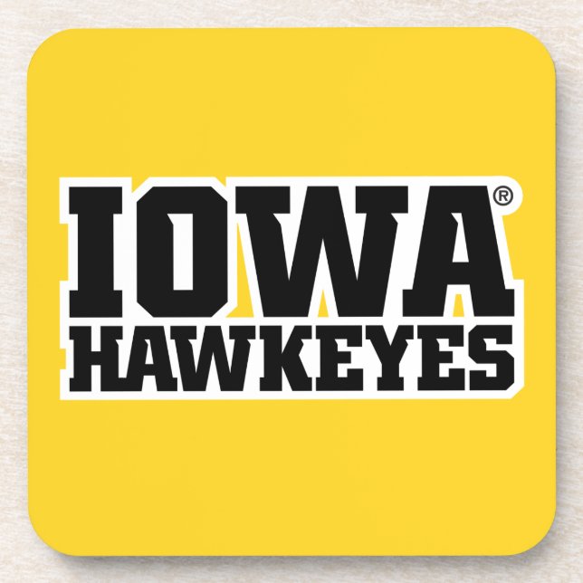 Iowa Hawkeyes Logotype Beverage Coaster (Front)