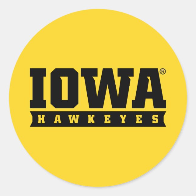 Iowa Hawkeyes Logotype Classic Round Sticker (Front)
