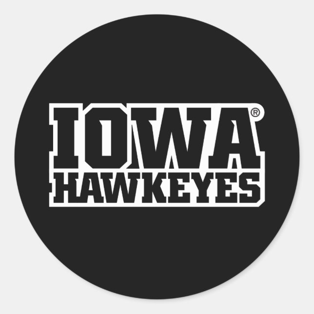 Iowa Hawkeyes Logotype Classic Round Sticker (Front)