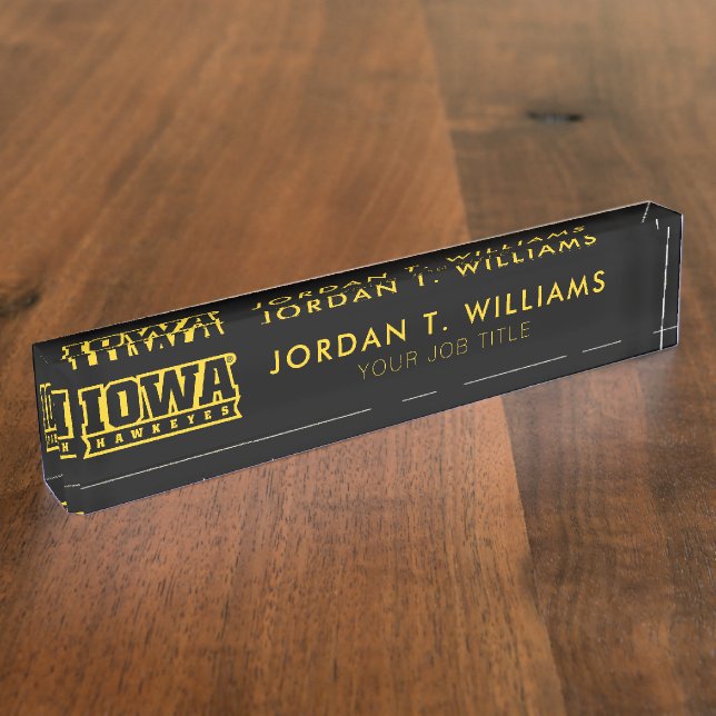 Iowa Hawkeyes Logotype Desk Name Plate (Side)