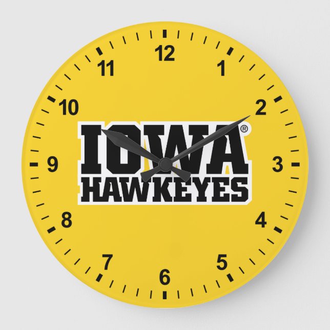 Iowa Hawkeyes Logotype Large Clock (Front)