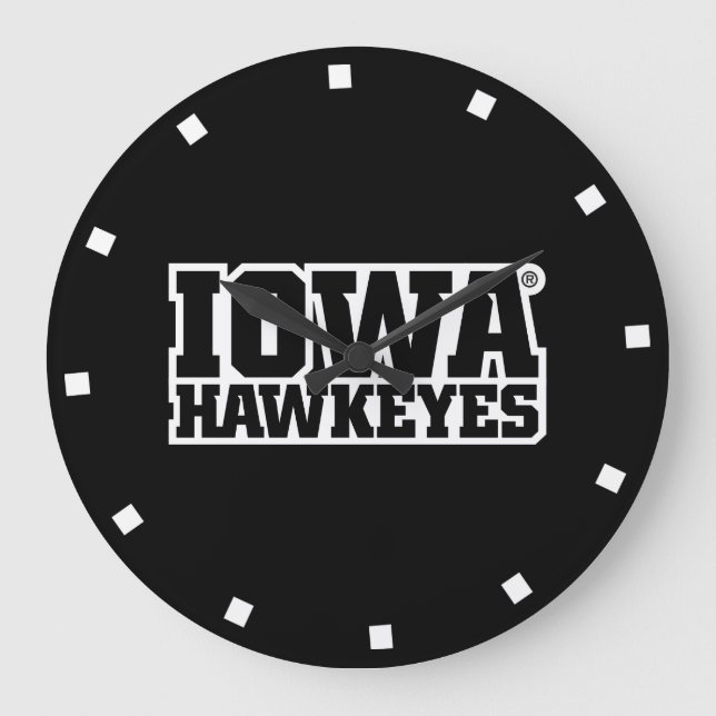 Iowa Hawkeyes Logotype Large Clock (Front)