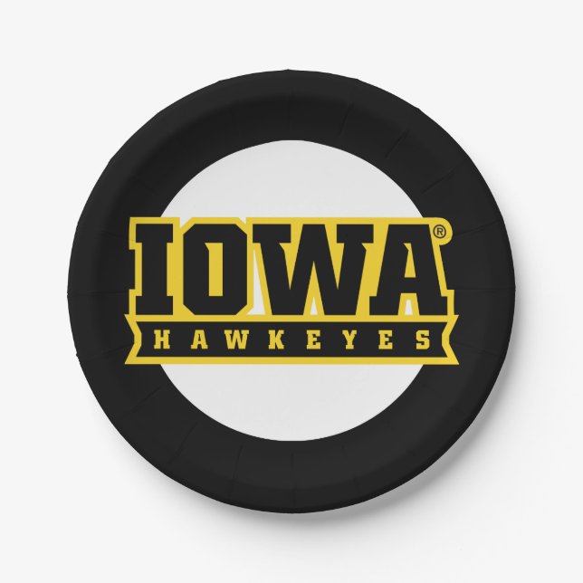 Iowa Hawkeyes Logotype Paper Plates (Front)