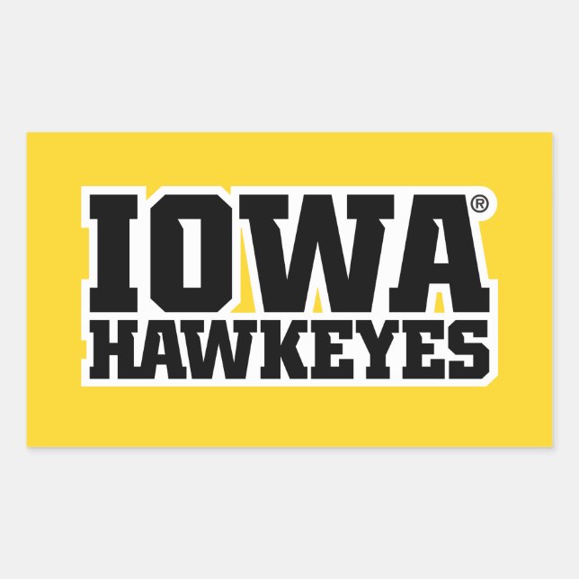 Iowa Hawkeyes Logotype Rectangular Sticker (Front)