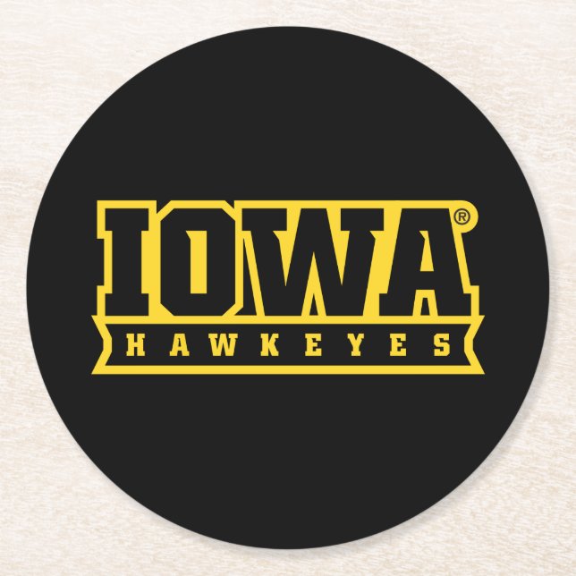 Iowa Hawkeyes Logotype Round Paper Coaster (Front)