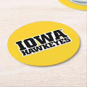 Iowa Hawkeyes Logotype Round Paper Coaster