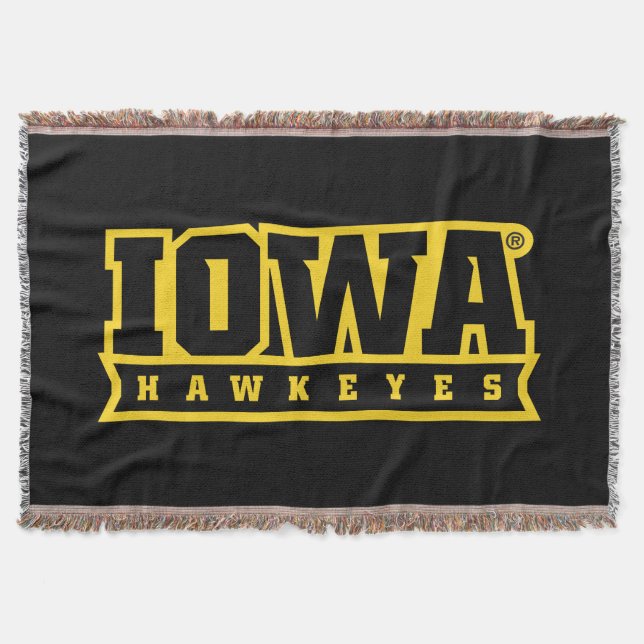 Iowa Hawkeyes Logotype Throw Blanket (Front)