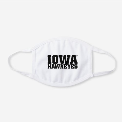 Iowa Hawkeyes Logotype White Cotton Face Mask