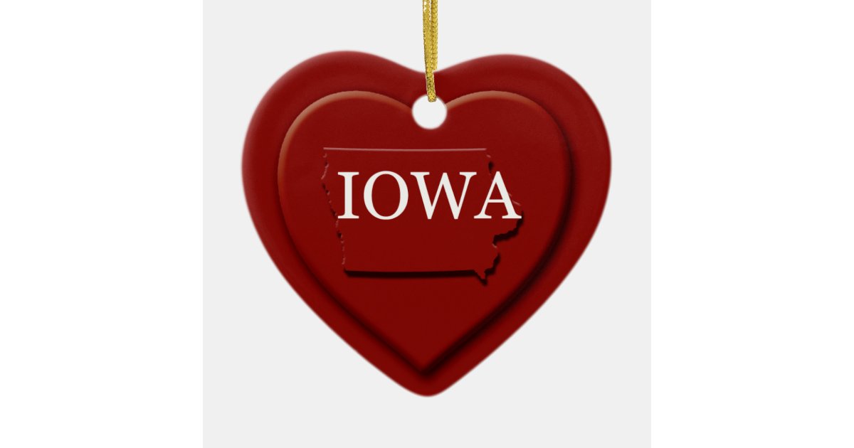 Iowa Heart Map Christmas Ornament Zazzle