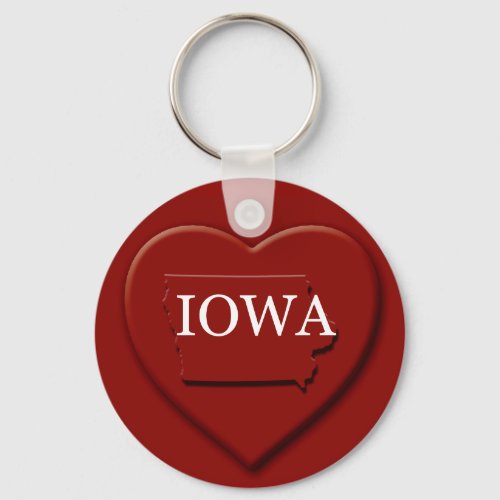 Iowa Heart Map Keychain