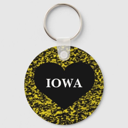 Iowa Heart Yellow Keychain