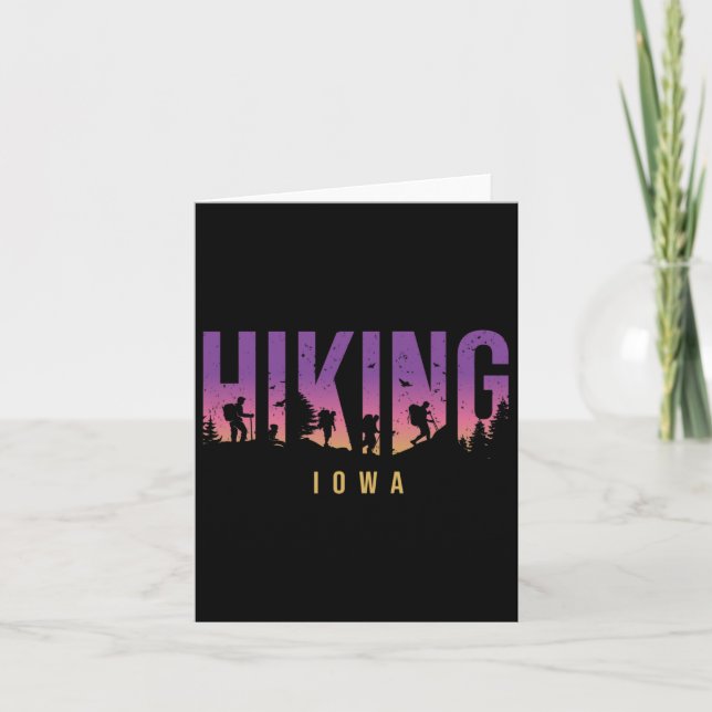 Iowa Hiking Camping Hiker Outdoor Camper Adventure Card (Front)