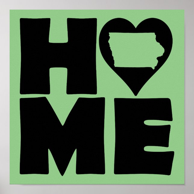 Iowa Home Heart State Poster Sign (Front)