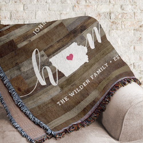 Iowa Home State Personalized Wood Look Throw Blanket