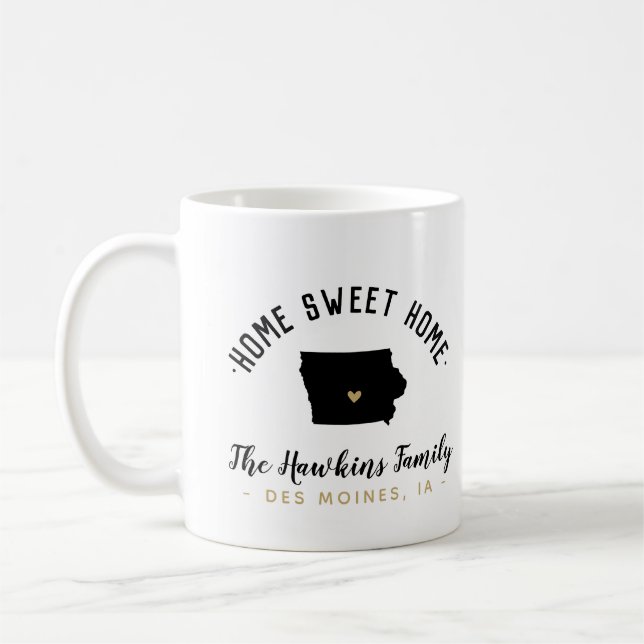 Iowa Home Sweet Home Family Monogram Mug (Left)