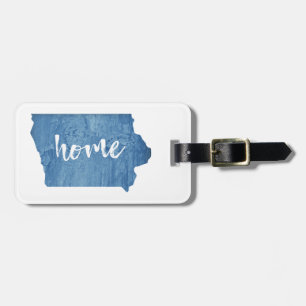 Iowa Home Wood Grain Luggage Tag