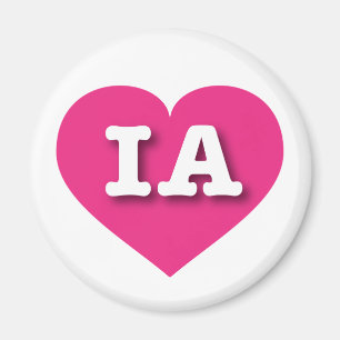 Iowa Hot Pink Heart - I love IA Magnet