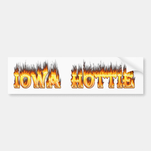 Iowa hottie fire and flames bumper sticker (Front)