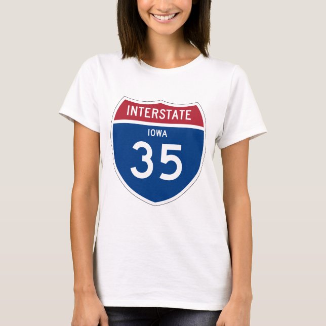 Iowa IA I-35 Interstate Highway Shield - T-Shirt (Front)