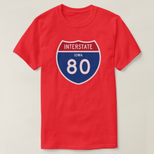 Iowa IA I-80 Interstate Highway Shield - T-Shirt