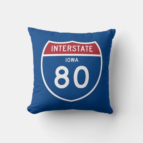 Iowa IA I_80 Interstate Highway Shield _ Throw Pillow