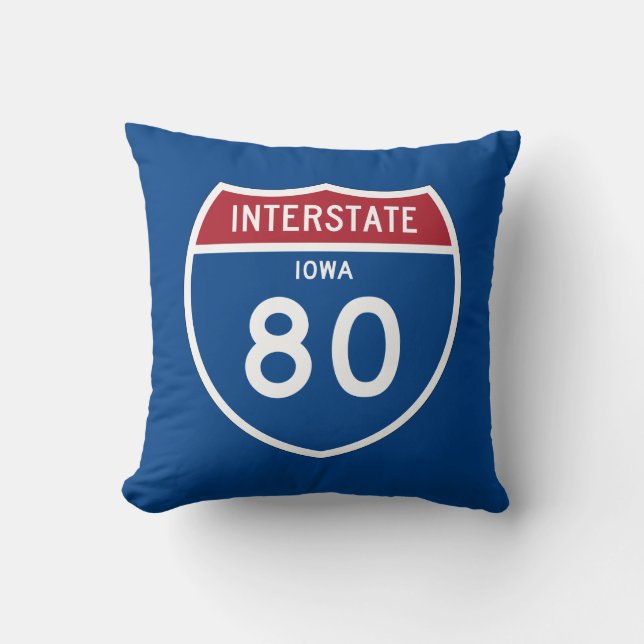Iowa IA I-80 Interstate Highway Shield - Throw Pillow (Front)