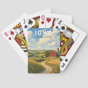 Iowa Illustration Travel Art Vintage Poker Cards