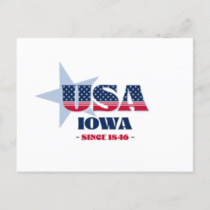 Iowa in Red, White, and Blue Postcard