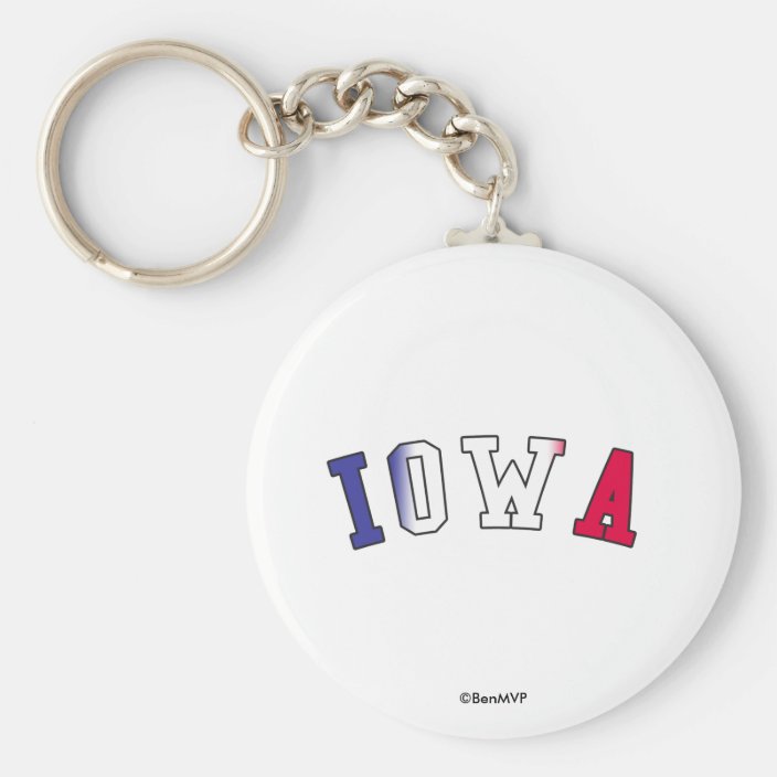 Iowa in State Flag Colors Keychain