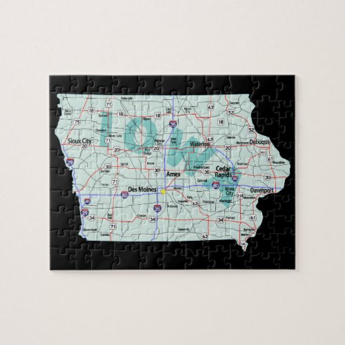 Iowa Interstate Map Jigsaw Puzzle