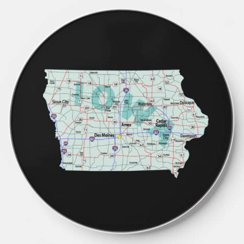 Iowa Interstate Map Wireless Charger
