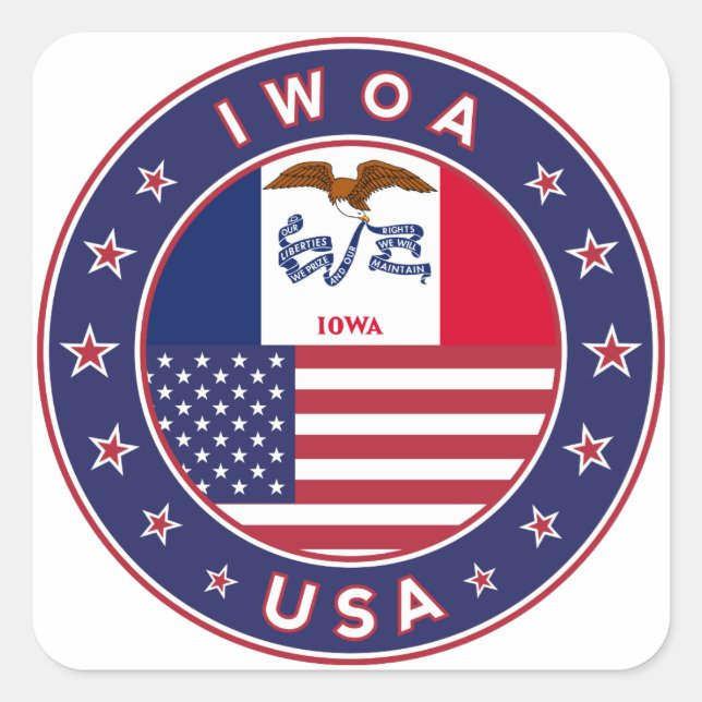Iowa, Iowa sticker, bag, clock Square Sticker (Front)