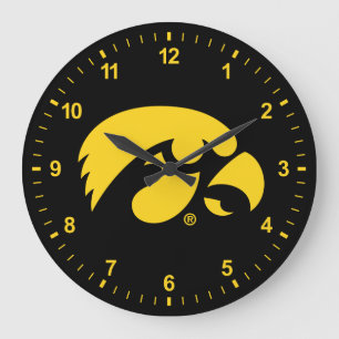 Iowa Logo Hawkeye Large Clock