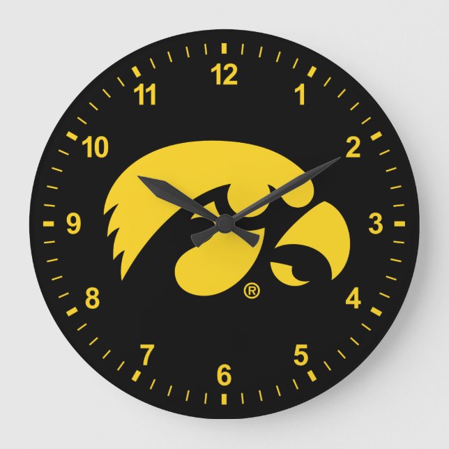 Iowa Logo | Hawkeye Large Clock (Front)