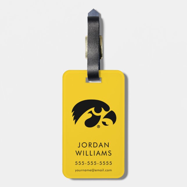 Iowa Logo | Hawkeye Luggage Tag (Back Vertical)