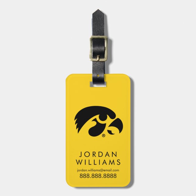 Iowa Logo | Hawkeye Luggage Tag (Front Vertical)