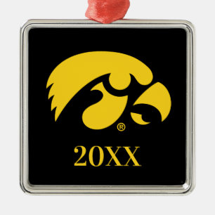Iowa Logo Hawkeye Metal Ornament