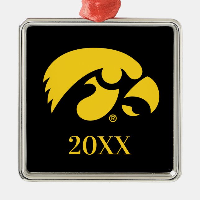 Iowa Logo | Hawkeye Metal Ornament (Front)