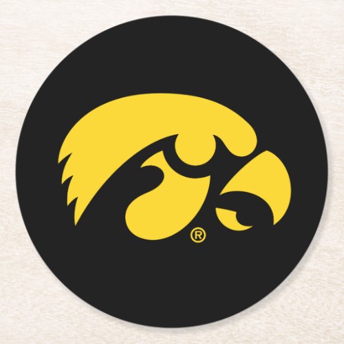 Iowa Logo  Hawkeye Round Paper Coaster
