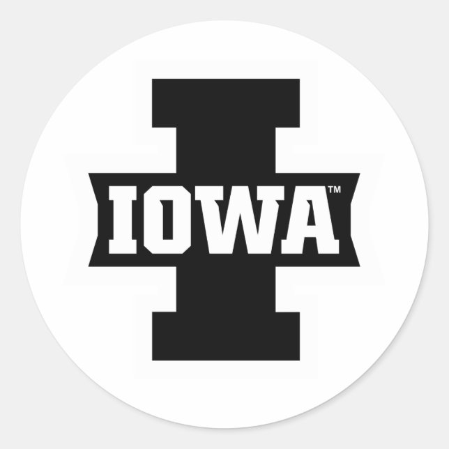 Iowa Logotype Classic Round Sticker (Front)