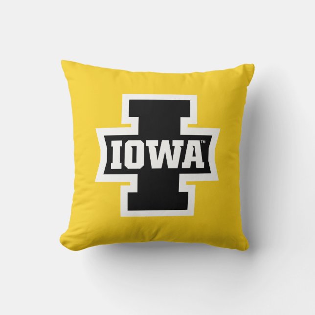 Iowa Logotype Throw Pillow (Front)