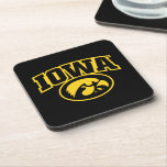 Iowa Logotype with Hawkeye Beverage Coaster<br><div class="desc">Check out these official UI products. All of these products are customizable so you can add your class year,  name,  or sport. Personalize your Iowa University merchandise on Zazzle.com!  You can find something here to show off your Hawkeye pride every day!</div>