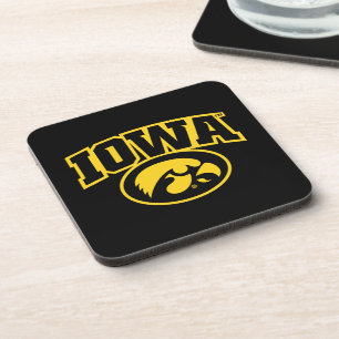 Iowa Logotype with Hawkeye Beverage Coaster